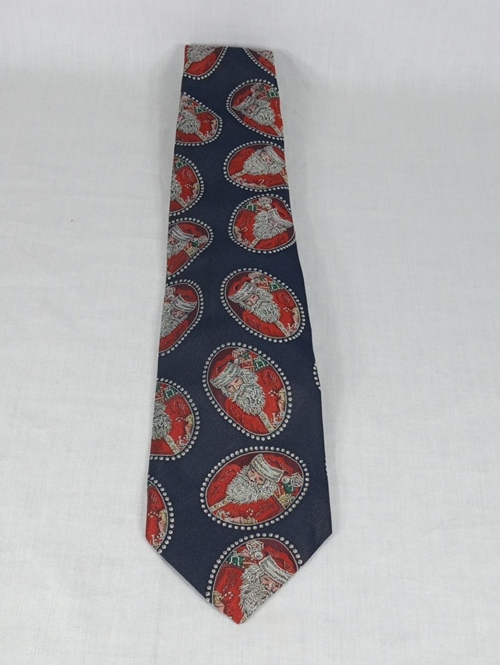 Navy and Red Holiday Medallion Silk Tie - Men Accessories